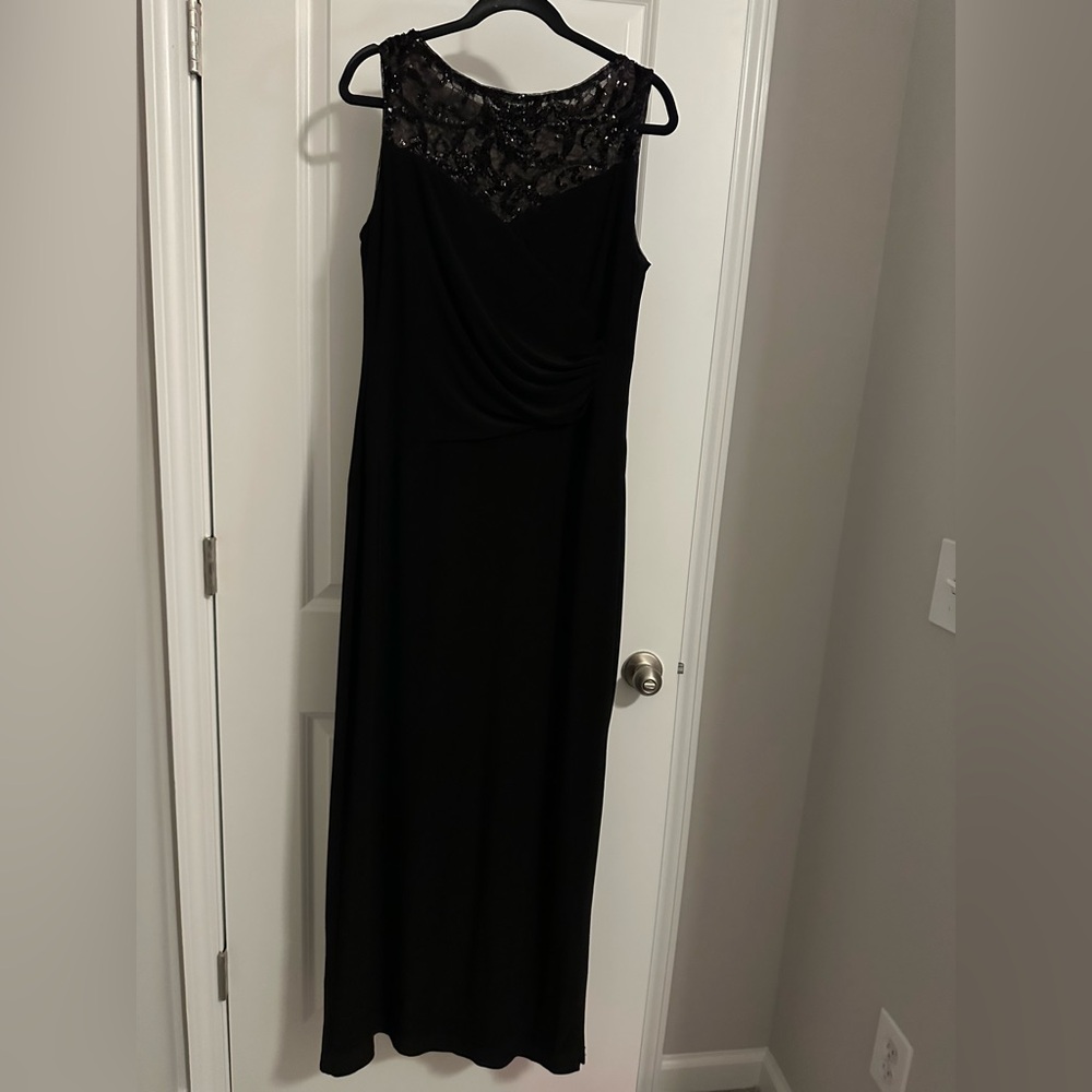 Lauren Ralph Lauren Black Maxi Dress with Lace Detail